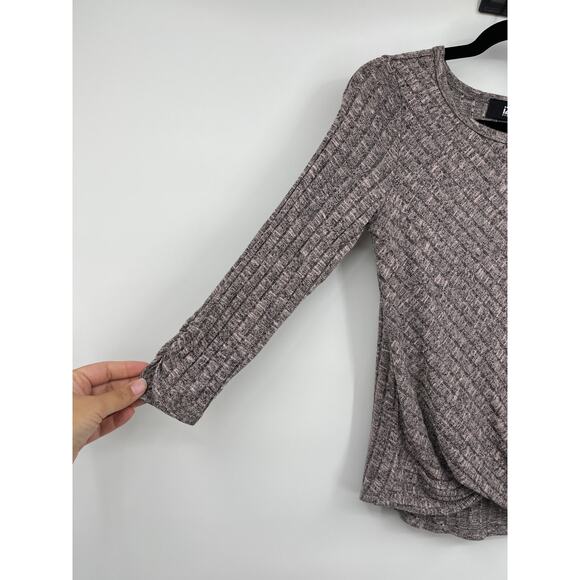 IZ Byer Womens Gray Twist Front Knot Blouse Top Ribbed 3/4 Sleeve Shirt Size XS - Picture 4 of 12